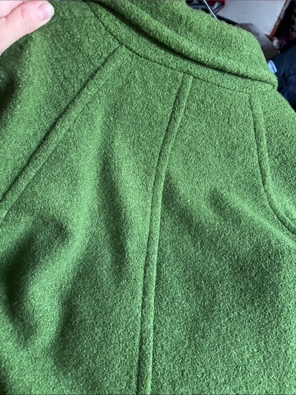 Spense Green Wool-Blend Cropped Pea Coat | Size M